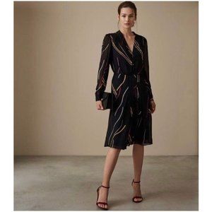 Reiss Caralisa Printed Button Front Midi Dress